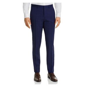 HUGO BOSS Mens Blue Tapered, Slim Fit Wool Blend Suit Separate Pants 32R
